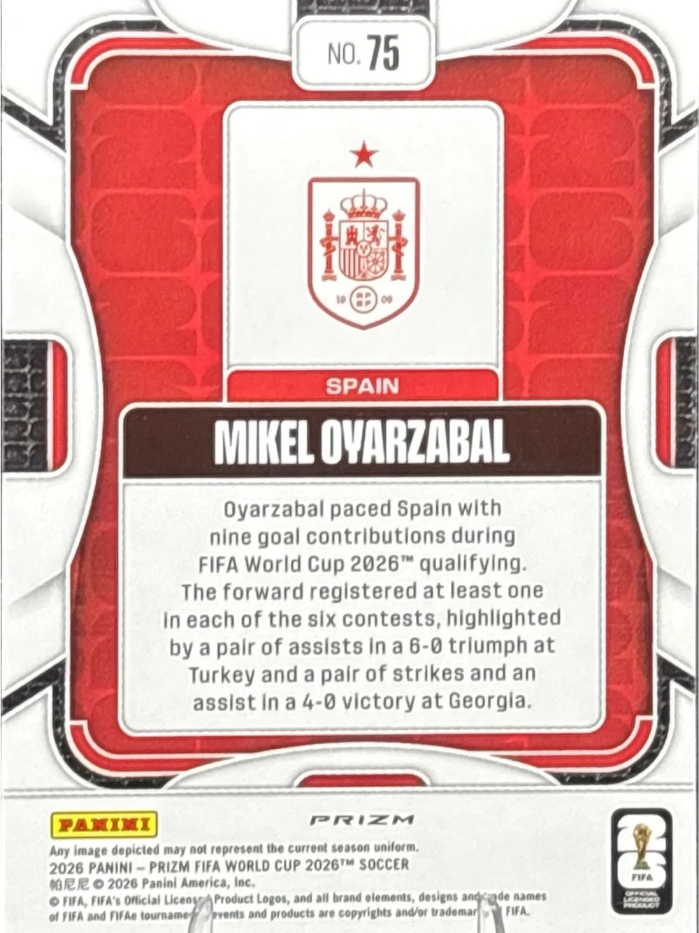 Panini Prizm Mikel Oyarzabal Soccer Card - Shimmer Prizm